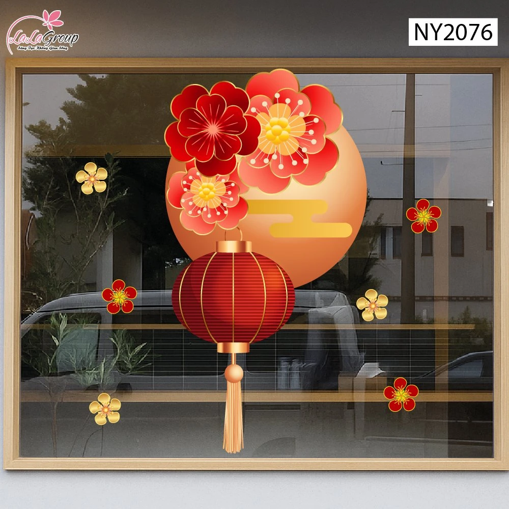 Decal Trang Trí Tết Lồng Đèn Treo Đón Xuân Thịnh Vượng
