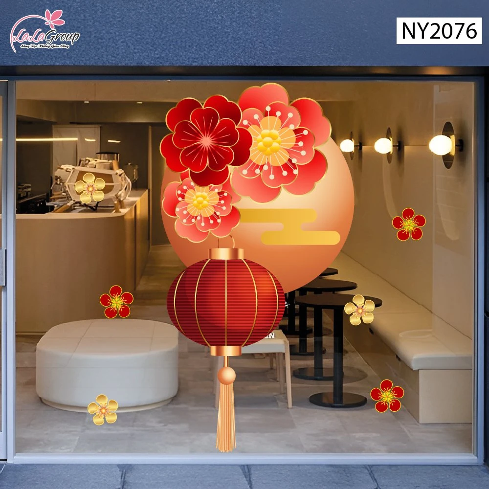 Decal Trang Trí Tết Lồng Đèn Treo Đón Xuân Thịnh Vượng