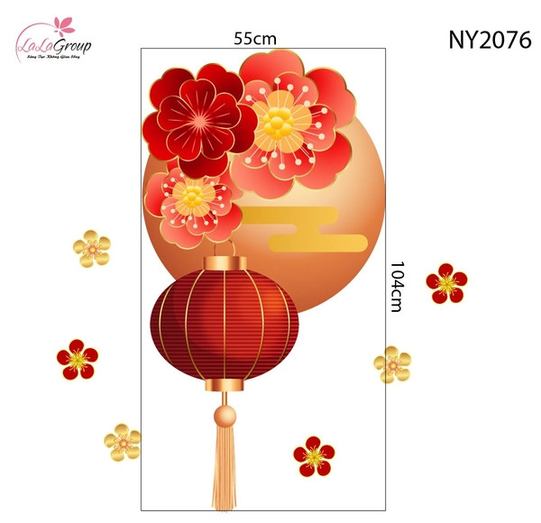 Decal Trang Trí Tết Lồng Đèn Treo Đón Xuân Thịnh Vượng