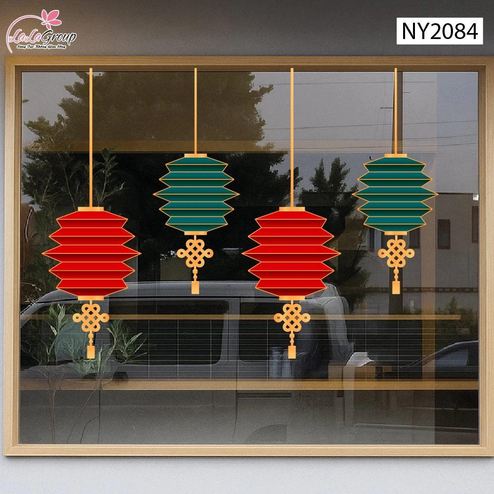 Decal Trang Trí Tết Dải Lồng Đèn Xếp Đón Xuân Phú Quý