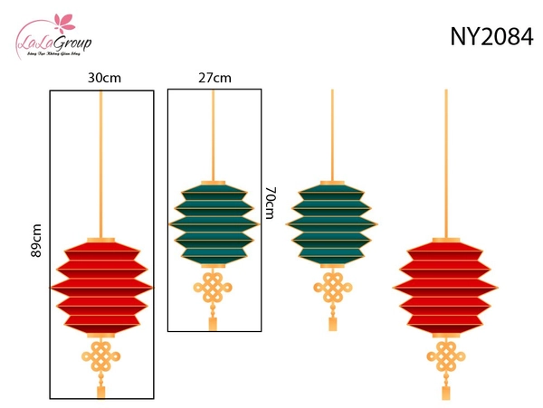 Decal Trang Trí Tết Dải Lồng Đèn Xếp Đón Xuân Phú Quý