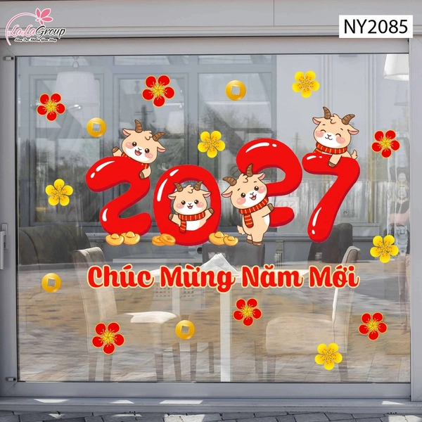 Decal Trang Trí Tết Đàn Dê Nhỏ Đón Năm Mới 2027 Thịnh Vượng