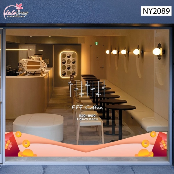 Decal Trang Trí Tết Chân Tường Dải Mây Phối Bao Lì Xì Phú Quý