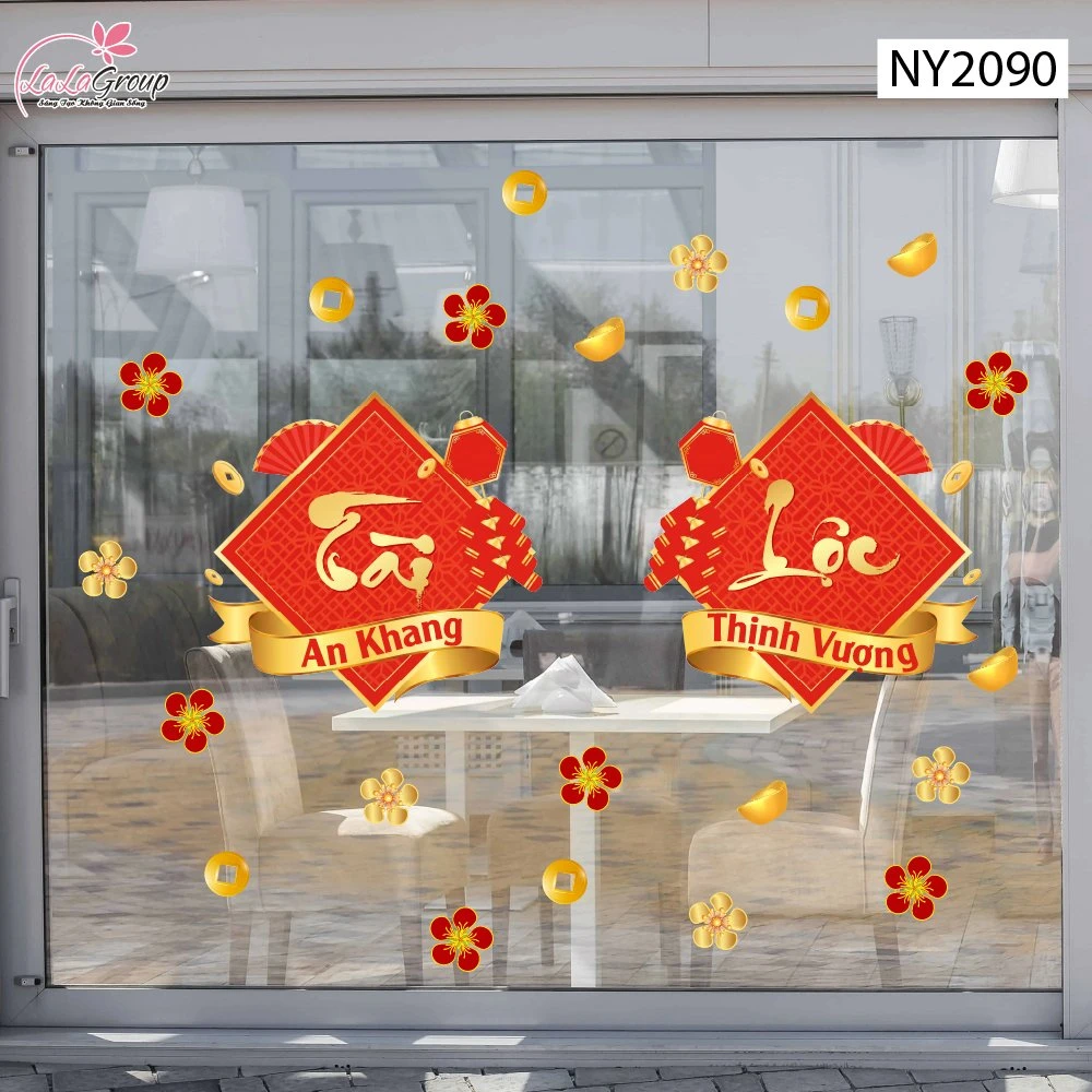 Decal Trang Trí Tết Cặp Liễn Tài Lộc An Khang Thịnh Vượng