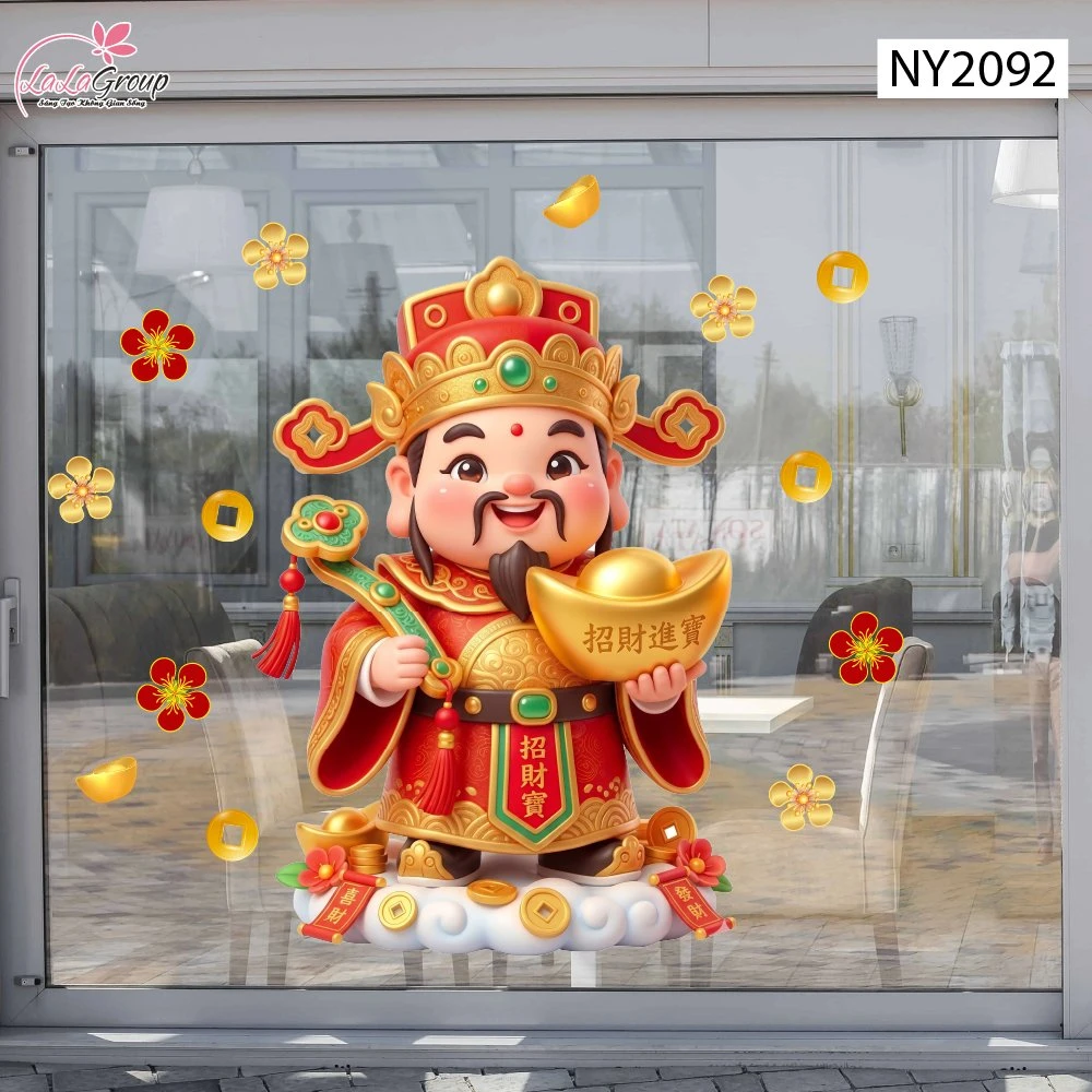 Decal Trang Trí Tết Thần Tài Đón Xuân Tài Lộc