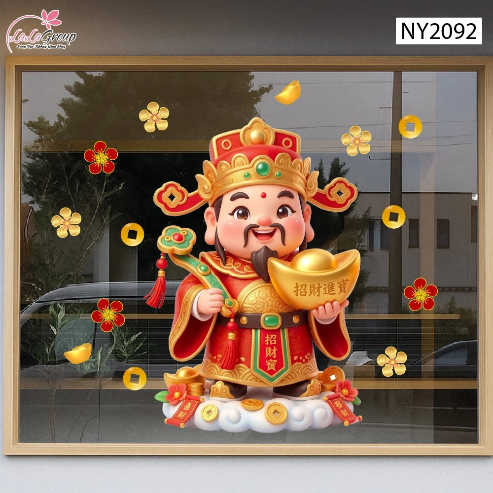 Decal Trang Trí Tết Thần Tài Đón Xuân Tài Lộc