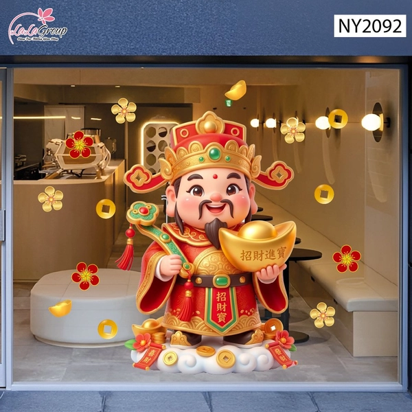 Decal Trang Trí Tết Thần Tài Đón Xuân Tài Lộc