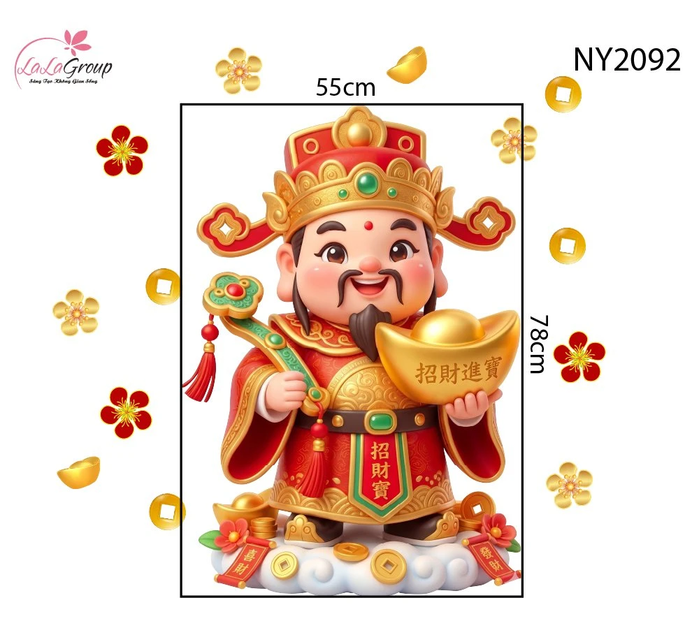 Decal Trang Trí Tết Thần Tài Đón Xuân Tài Lộc