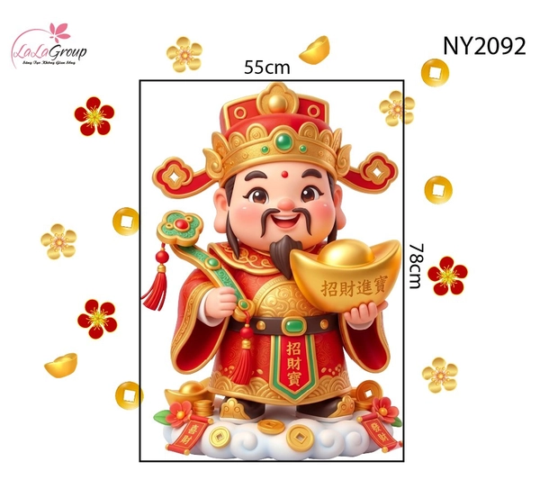 Decal Trang Trí Tết Thần Tài Đón Xuân Tài Lộc