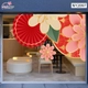 Decal Trang Trí Tết Viền Góc Cụm Hoa Đào Xuân Và Quạt Đỏ