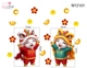 Decal Trang Trí Tết Hai Chú Dê Con Múa Lân Đón Xuân