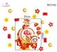 Decal Trang Trí Tết Bé Và Chú Dê Đánh Trống Khởi Phúc