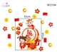 Decal Trang Trí Tết Bé Và Chú Dê Đánh Trống Khởi Lộc