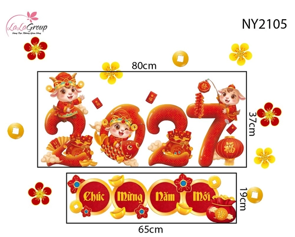 Decal Trang Trí Tết Đàn Dê Đón Năm Mới 2027 An Khang