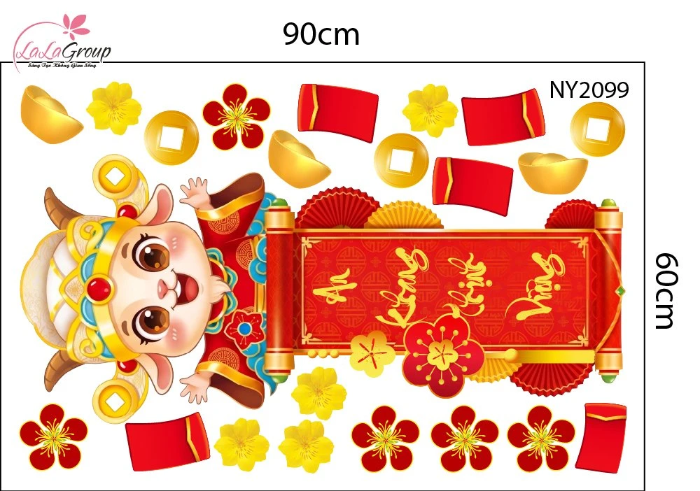 Combo Decal Trang Trí Tết 2027 Hai Bé Vui Xuân Chúc Tết Phúc Lộc Tràn Đầy