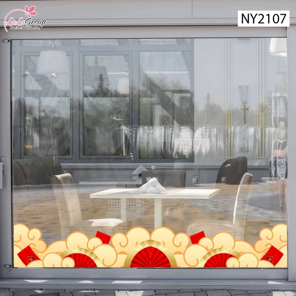 Decal Trang Trí Tết Chân Tường Viền Sóng Mây Cát Tường Như Ý