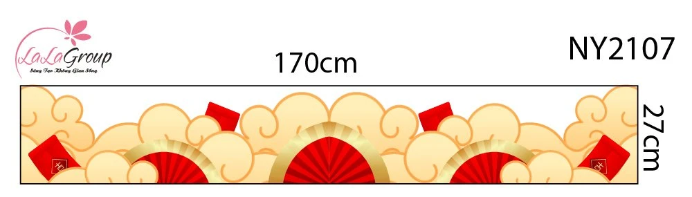 Decal Trang Trí Tết Chân Tường Viền Sóng Mây Cát Tường Như Ý