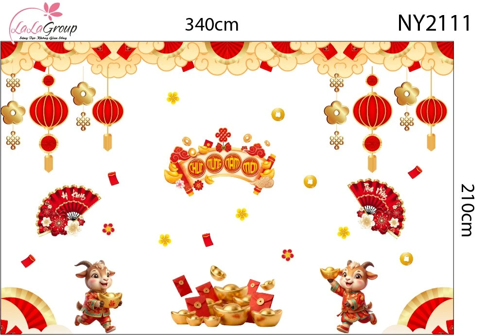 Combo Decal Trang Trí Tết Kim Mùi Rước Tài Lộc Đón Xuân 2027