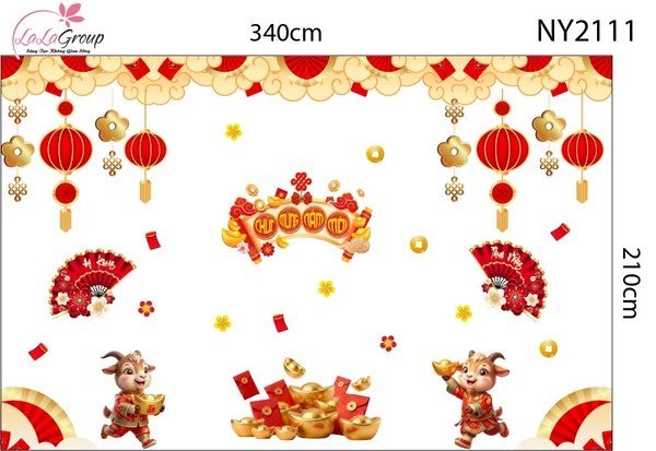 Combo Decal Trang Trí Tết Kim Mùi Rước Tài Lộc Đón Xuân 2027