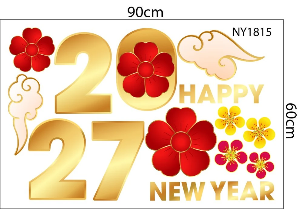 Combo Decal Trang Trí Tết Túi Phúc Chiêu Tài Và Kim Mùi Phú Quý