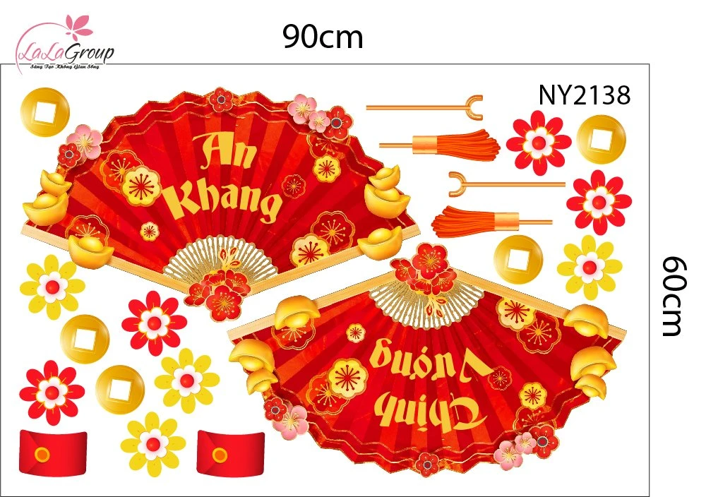 Combo Decal Trang Trí Tết 2027 Song Mùi Và Các Bạn Vui Múa Lân Đón Xuân