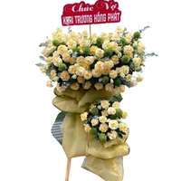 Kệ Hoa Khai Trương 2 Tầng Tone Vàng Đại Cát