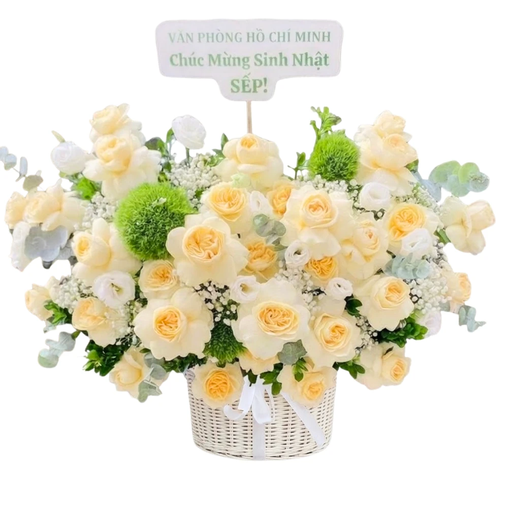 Giỏ Hoa Tone Vàng Rực Rỡ