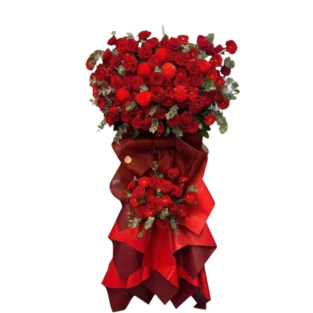 Kệ Hoa Mừng Khai Trương 2 Tầng Tone Đỏ Hồng Phát
