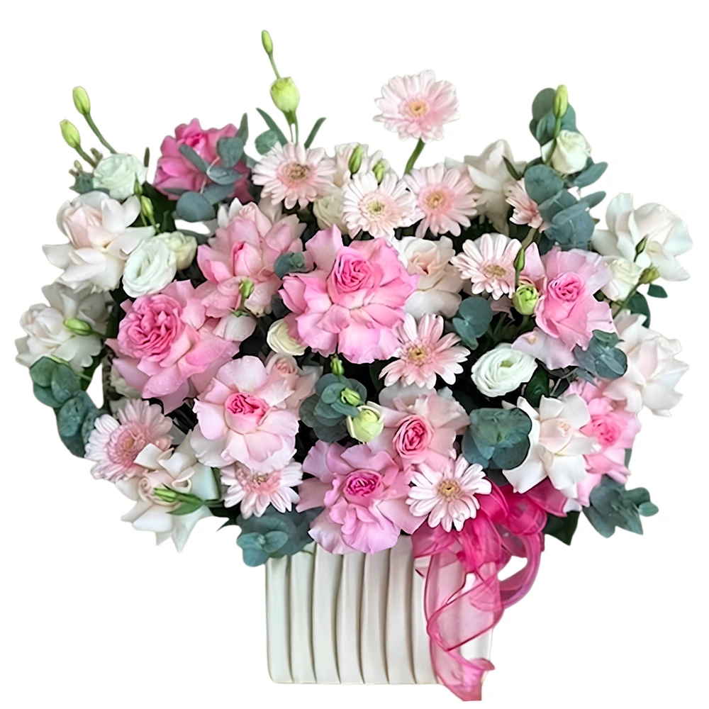 Giỏ Hoa Hồng Mix Đồng Tiền Thanh Tú