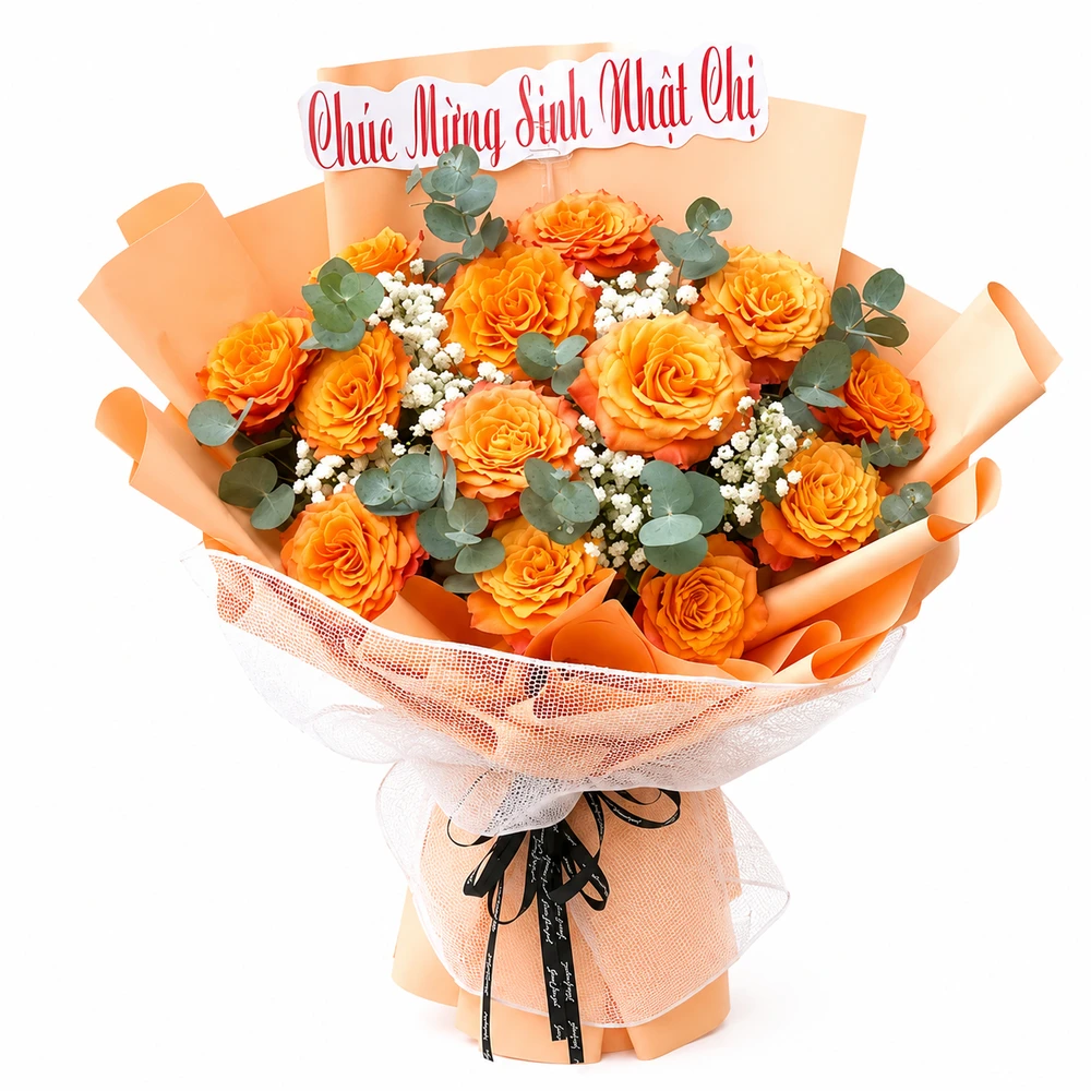 Bó Hoa Hồng Cam Spirit Rạng Rỡ Xinh Tươi