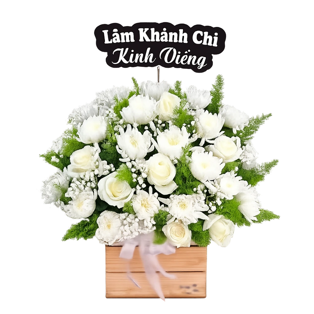Chậu Hoa Chia Buồn Hoa Hồng Mix Hoa Cúc Trắng Tinh Tế