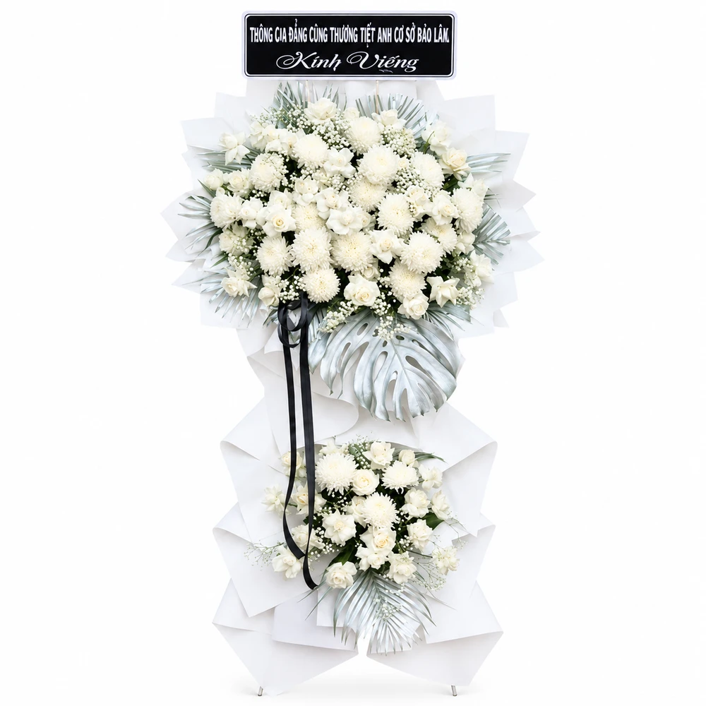 Kệ Hoa Chia Buồn Vòng Hoa Cúc Trắng Bình Yên