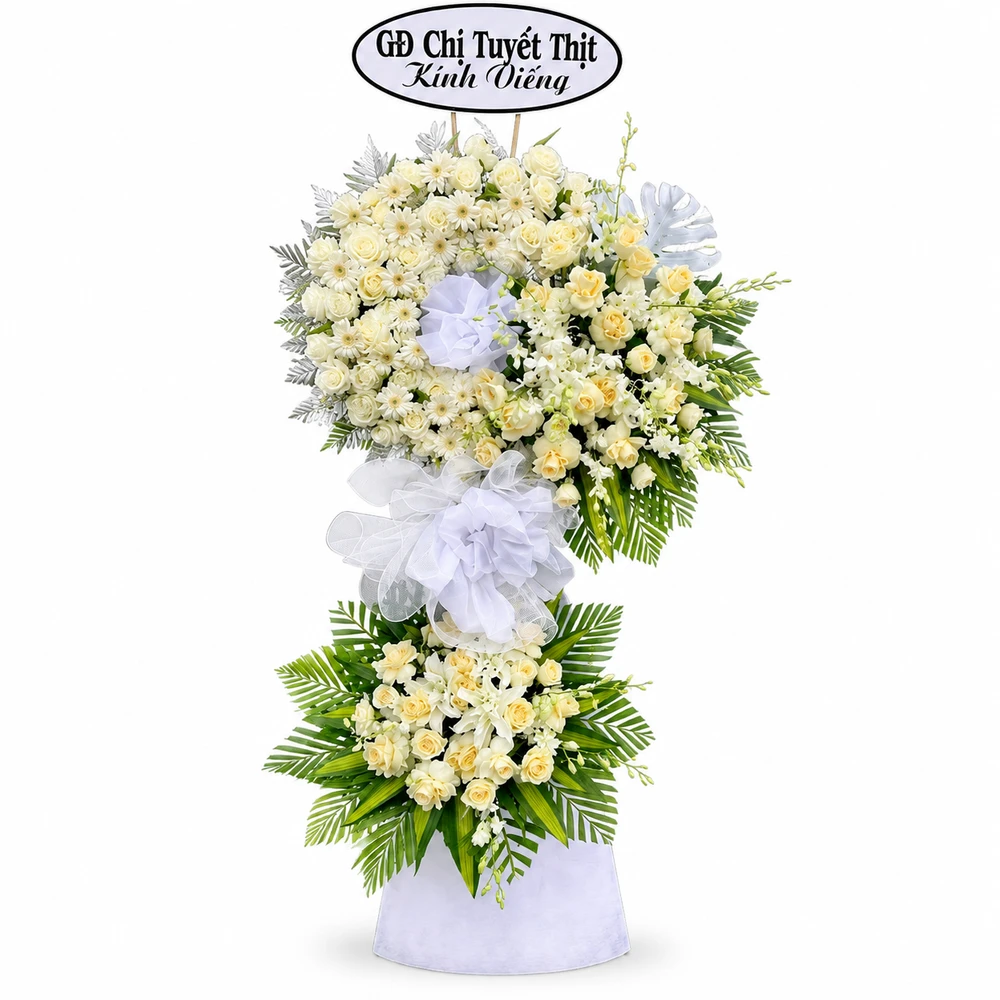Kệ Hoa Chia Buồn Vòng Lan Trắng Tiễn Đưa