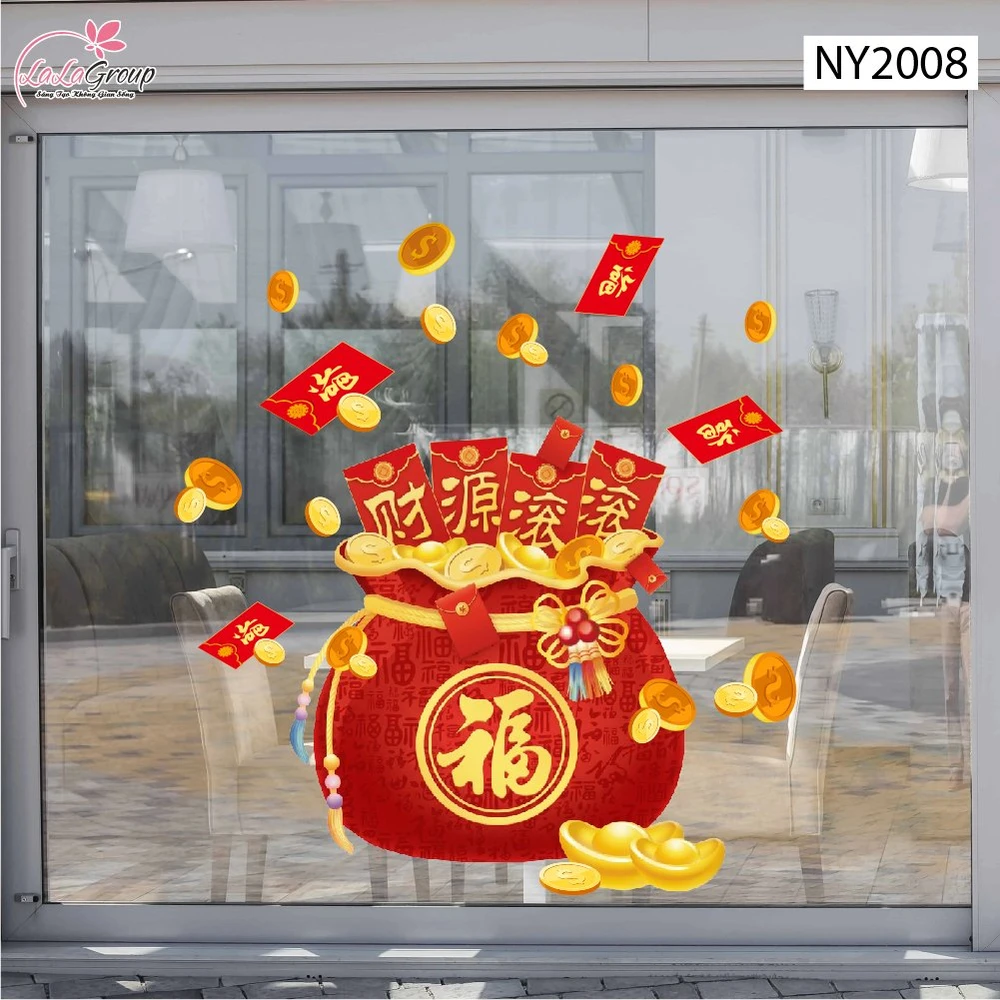 Decal Trang Trí Tết 2027 Đinh Mùi Túi Phúc Tài Lộc