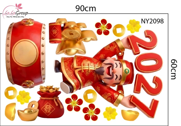Decal Trang Trí Tết Thần Tài Đón Năm Mới 2027 Thịnh Vượng