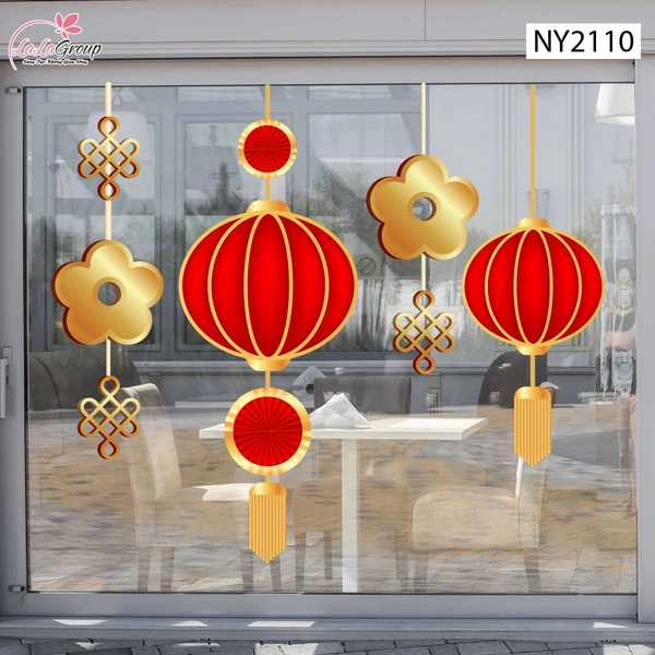 Decal Trang Trí Tết Dây Treo Lồng Đèn Truyền Thống May Mắn