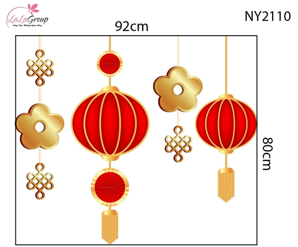 Decal Trang Trí Tết Dây Treo Lồng Đèn Truyền Thống May Mắn