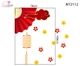 Decal Trang Trí Tết Viền Góc Kính Mây Đỏ Quạt Xếp Phú Quý