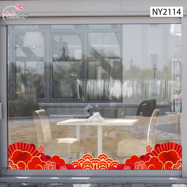 Decal Trang Trí Tết Chân Tường Viền Hoa Văn Sóng Biển Phú Quý