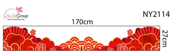Decal Trang Trí Tết Chân Tường Viền Hoa Văn Sóng Biển Phú Quý