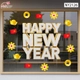Decal Trang Trí Tết Chữ Happy New Year Trắng Vàng Kim Đón Xuân