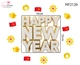 Decal Trang Trí Tết Chữ Happy New Year Trắng Vàng Kim Đón Xuân