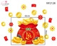 Decal Trang Trí Tết Túi Tiền Vàng Chữ Lộc
