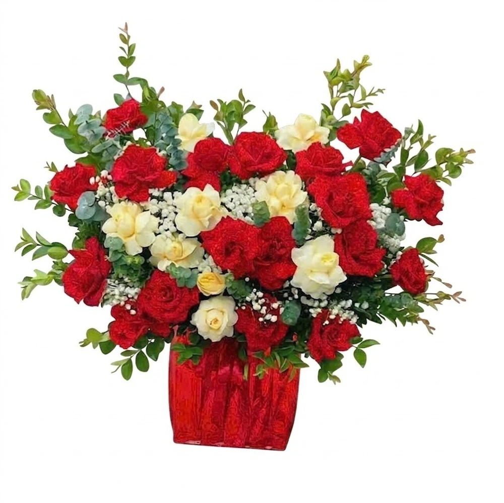 Chậu Hoa Hồng Đỏ Rực Rỡ Quà Tặng Ngọt Ngào