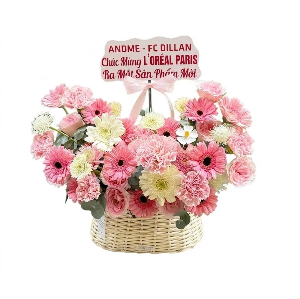 Giỏ Hoa Đồng Tiền Mix Cẩm Chướng Trang Nhã