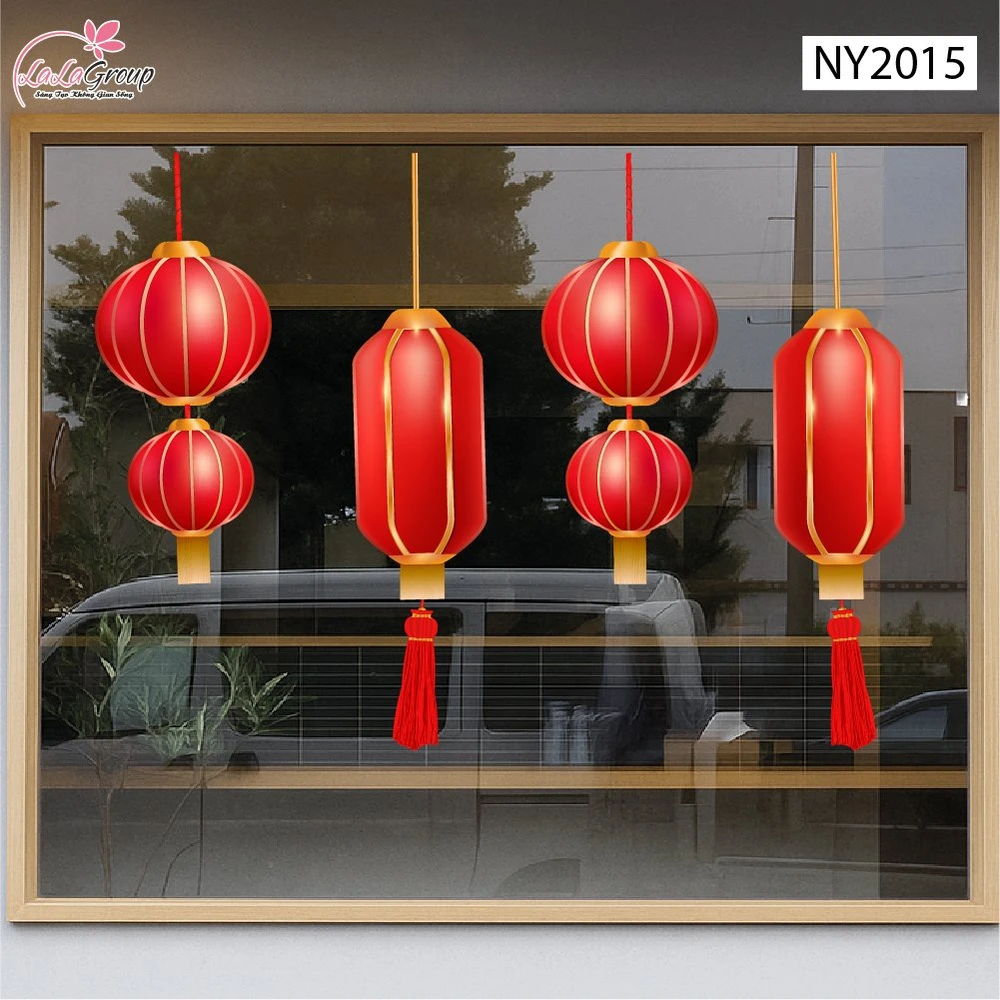 Decal Trang Trí Tết 2027 Đèn Lồng Đỏ May Mắn Xuân Phú Quý