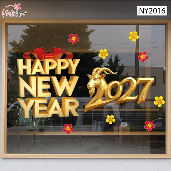 Decal Trang Trí Tết 2027 Happy New Year Đinh Mùi Hoa Xuân May Mắn