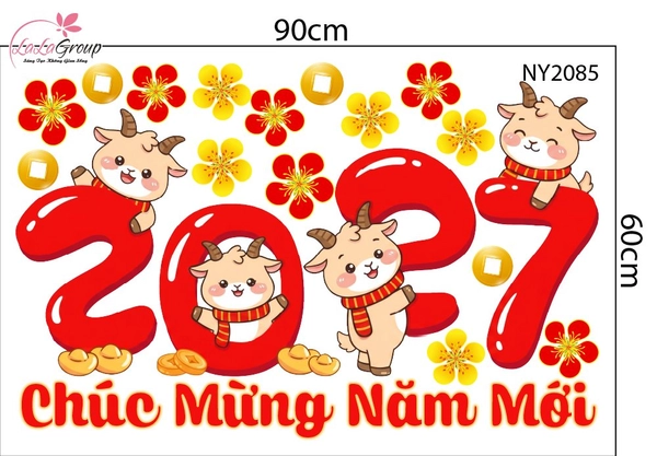 Combo Decal Trang Trí Tết Hai Bé Vui Xuân Và Lân Chúc Phúc 2027