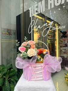 Giỏ Trái Cây Nhập Khẩu Tone Hồng Pastel Ngọt Ngào
