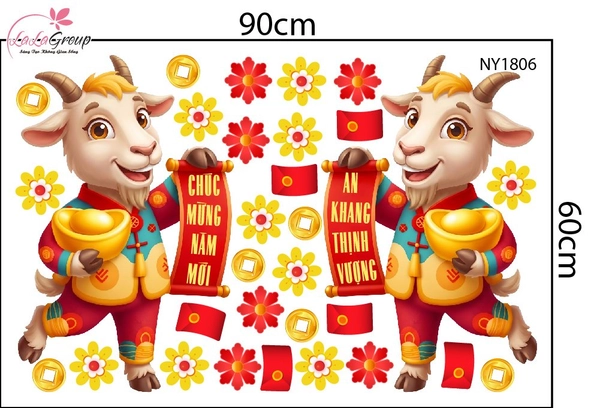 Decal Trang Trí Tết Đinh Mùi Năm Mới Thịnh Vượng